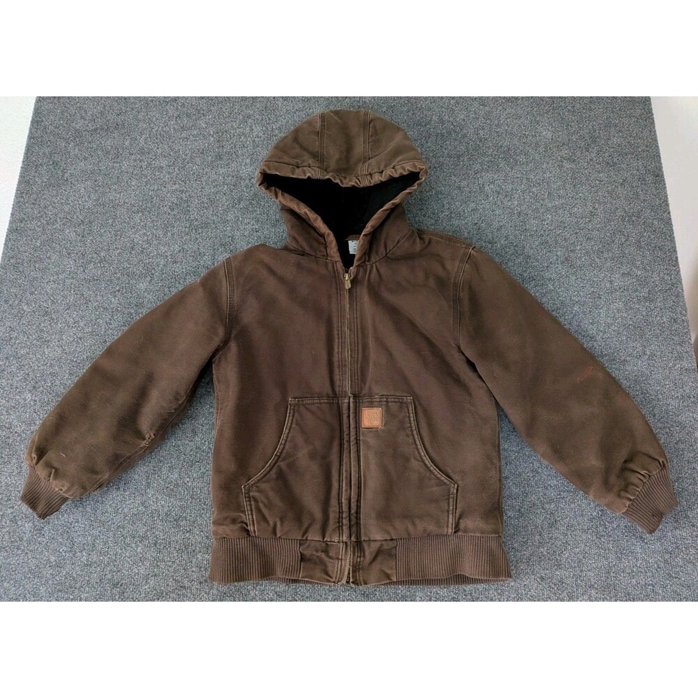 Carhartt Duck Canvas Insulated Boys Jacket Size M 10/12 Brown RN13706 READ